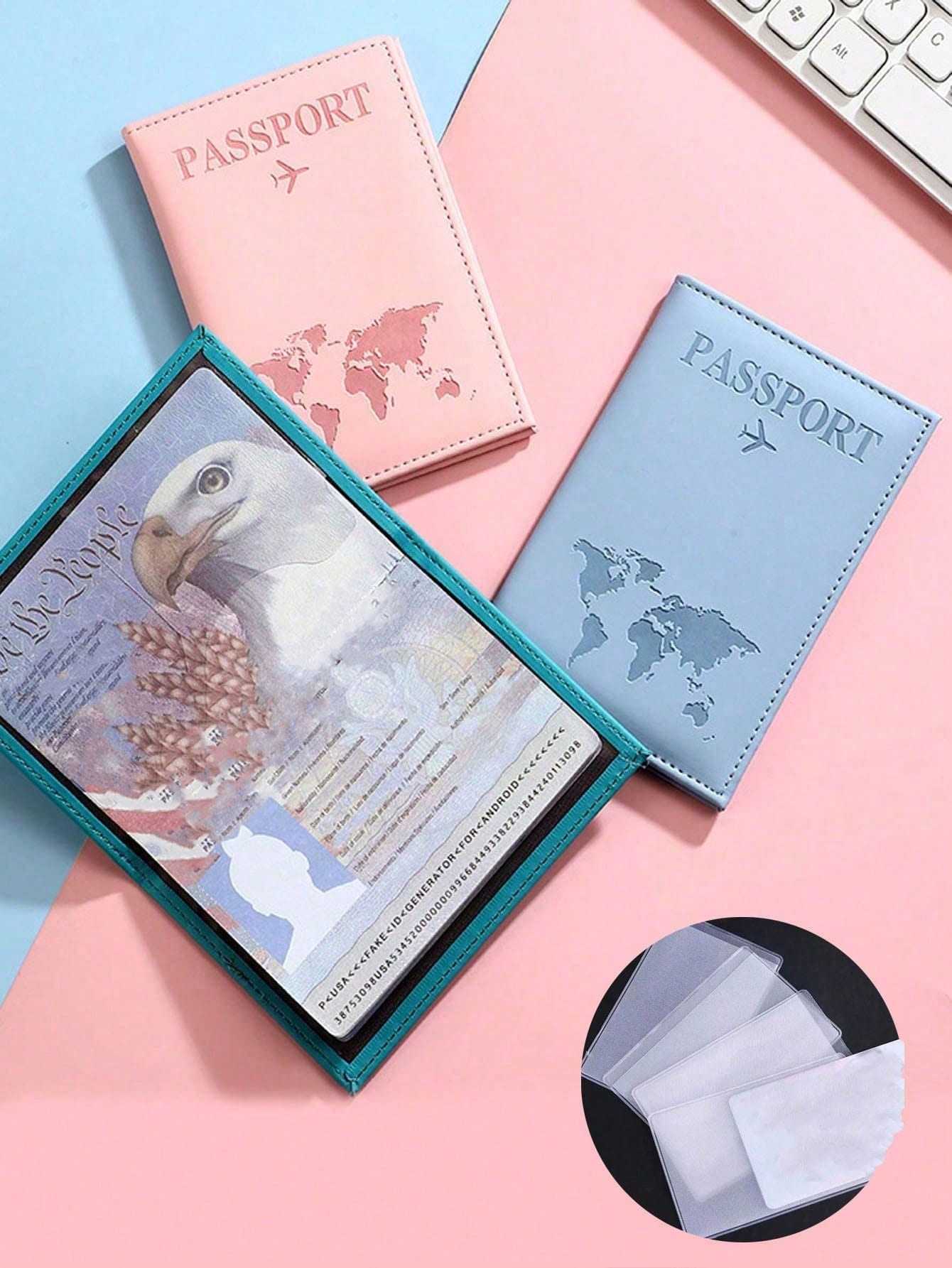 Couple Travel Passport Holder, PU Passport Wallet, Lightweight Fashion Travel Accessory, Suitable For Honeymoon And Business Travel