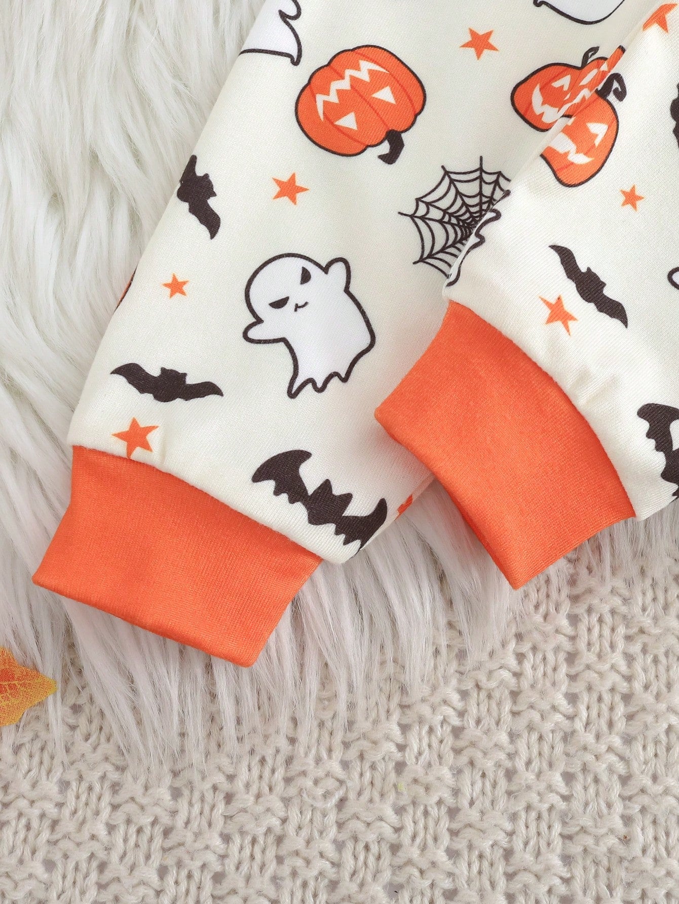 Cozy Pixies Baby Boy Snug Fit Pajama Set, Cartoon Pumpkin Halloween Ghost Glow-In-The-Dark Pattern, Soft Knit Crew Neck Long Sleeve Pullover Top And Elastic Waist Long Pants