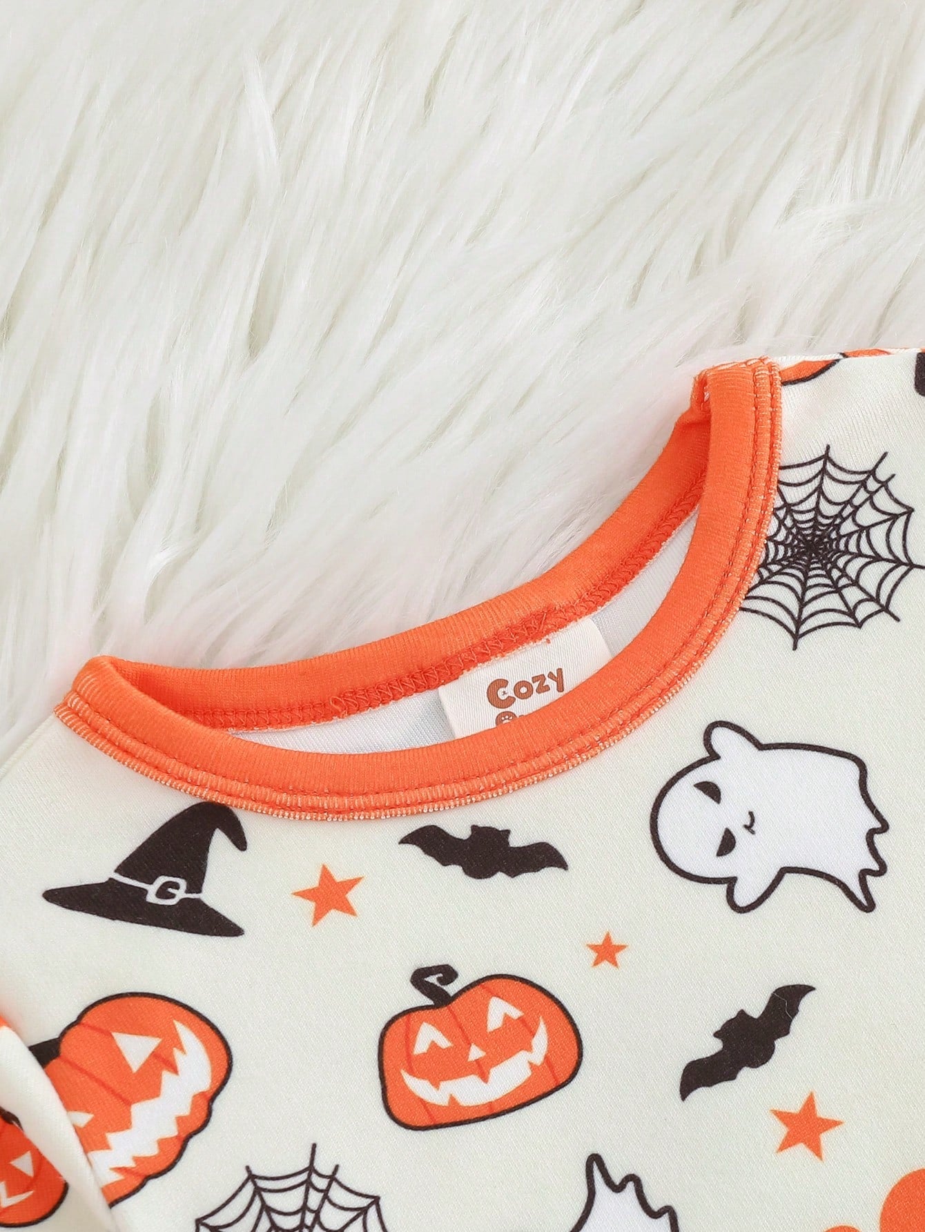 Cozy Pixies Baby Boy Snug Fit Pajama Set, Cartoon Pumpkin Halloween Ghost Glow-In-The-Dark Pattern, Soft Knit Crew Neck Long Sleeve Pullover Top And Elastic Waist Long Pants