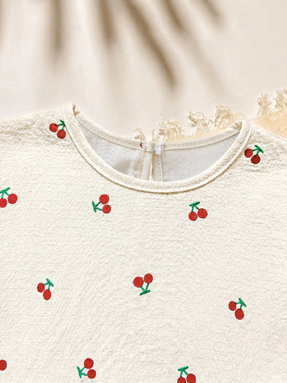 Cozy Pixies Baby Girl Summer Soft Comfortable Textured Ruffle Short Sleeve Top & Elastic Waist Shorts Casual Vacation 2-Piece Set