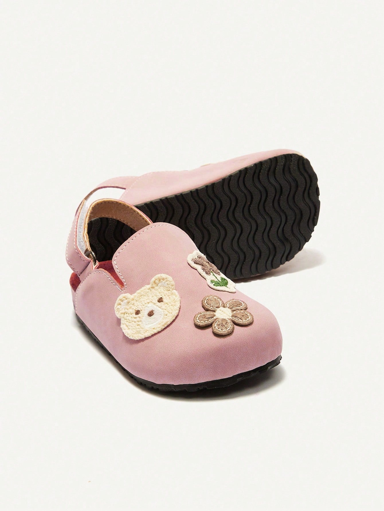 Cozy Pixies Cute Bear & Bow Princess Flat Sandals For Toddler Girls, Fashionable And Versatile, Suitable For Spring And Summer