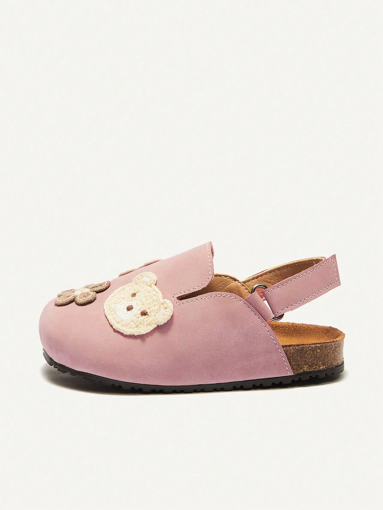 Cozy Pixies Cute Bear & Bow Princess Flat Sandals For Toddler Girls, Fashionable And Versatile, Suitable For Spring And Summer