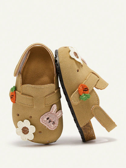 Cozy Pixies Cute Bear & Bow Princess Flat Sandals For Toddler Girls, Fashionable And Versatile, Suitable For Spring And Summer