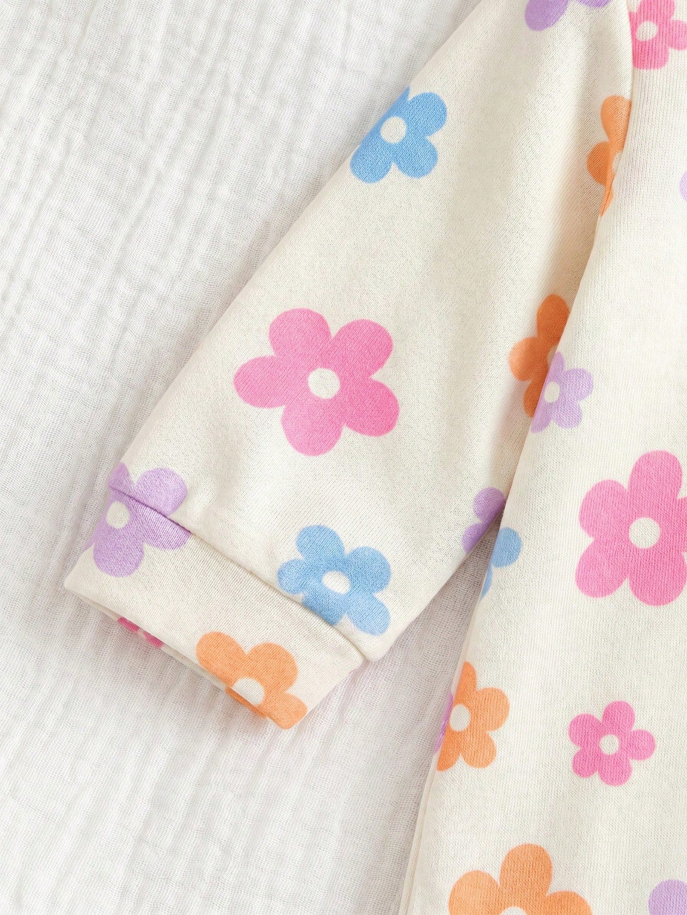 Cozy Pixies Newborn Baby Girl Floral Pattern Knit Soft Round Neck Long Sleeve Romper With Pants