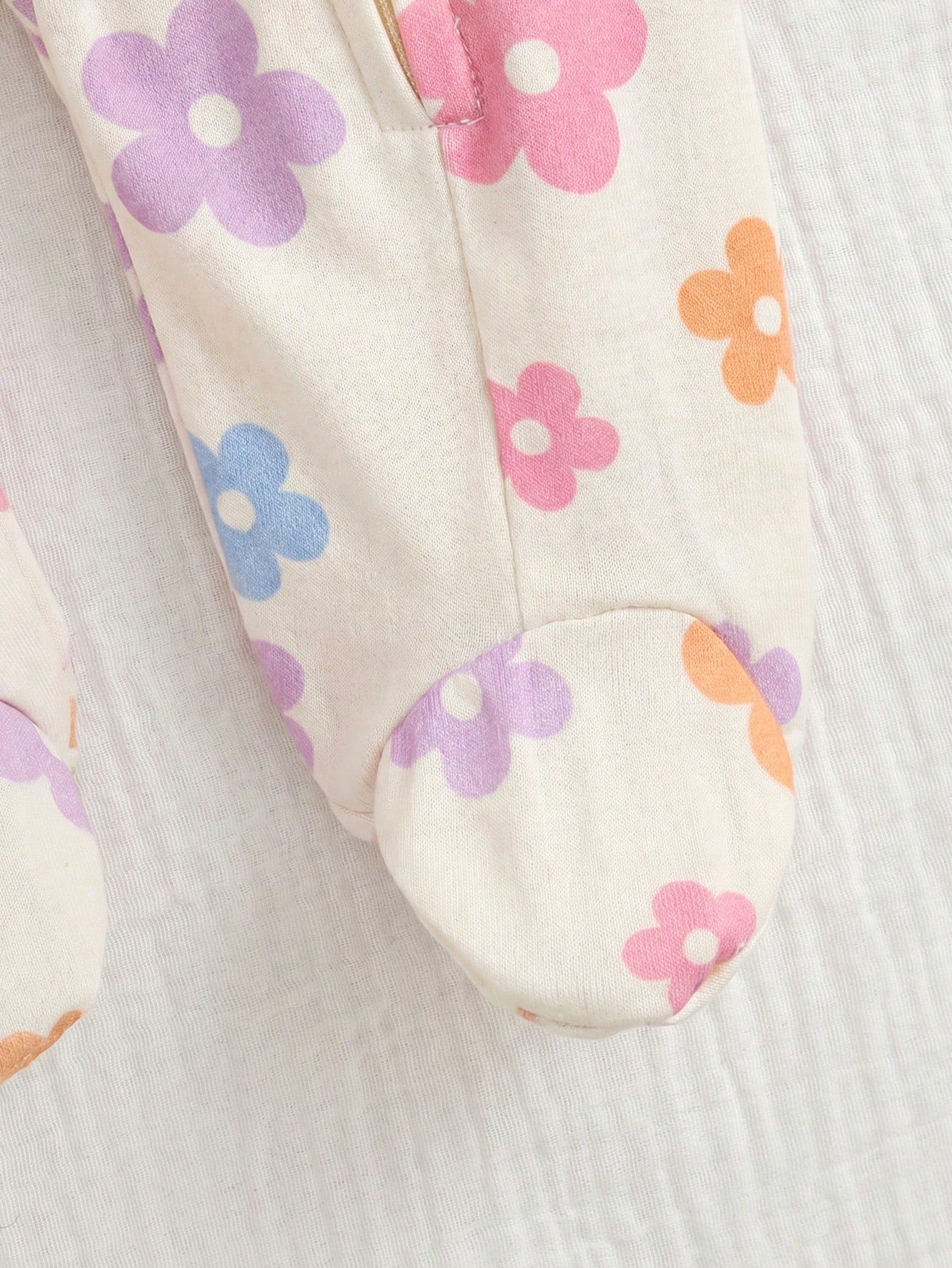 Cozy Pixies Newborn Baby Girl Floral Pattern Knit Soft Round Neck Long Sleeve Romper With Pants