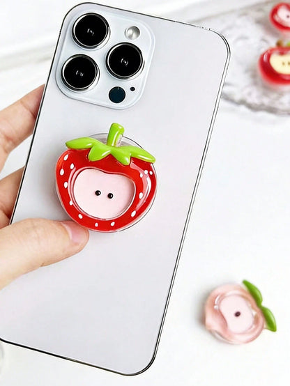 Creative Cute Strawberry, Apple, Peach, Durian Phone Holder Stickers, Classic Personalized Desktop Airbag Suitable For Telescopic Phone Holder, Pop-Up Socket Phone Holder, Phone Accessories, Phone Dec