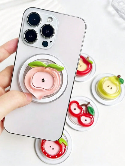 Creative Cute Strawberry, Apple, Peach, Durian Phone Holder Stickers, Classic Personalized Desktop Airbag Suitable For Telescopic Phone Holder, Pop-Up Socket Phone Holder, Phone Accessories, Phone Dec