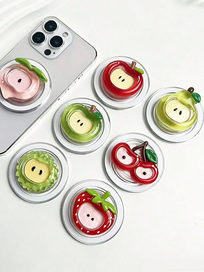 Creative Cute Strawberry, Apple, Peach, Durian Phone Holder Stickers, Classic Personalized Desktop Airbag Suitable For Telescopic Phone Holder, Pop-Up Socket Phone Holder, Phone Accessories, Phone Dec
