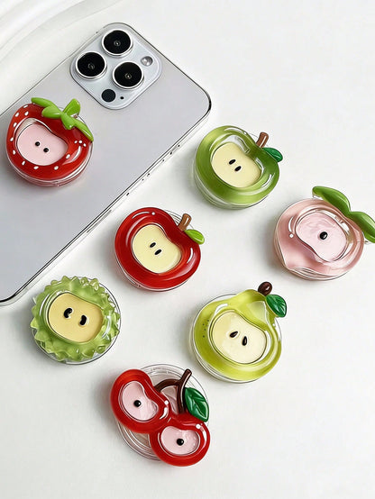 Creative Cute Strawberry, Apple, Peach, Durian Phone Holder Stickers, Classic Personalized Desktop Airbag Suitable For Telescopic Phone Holder, Pop-Up Socket Phone Holder, Phone Accessories, Phone Dec