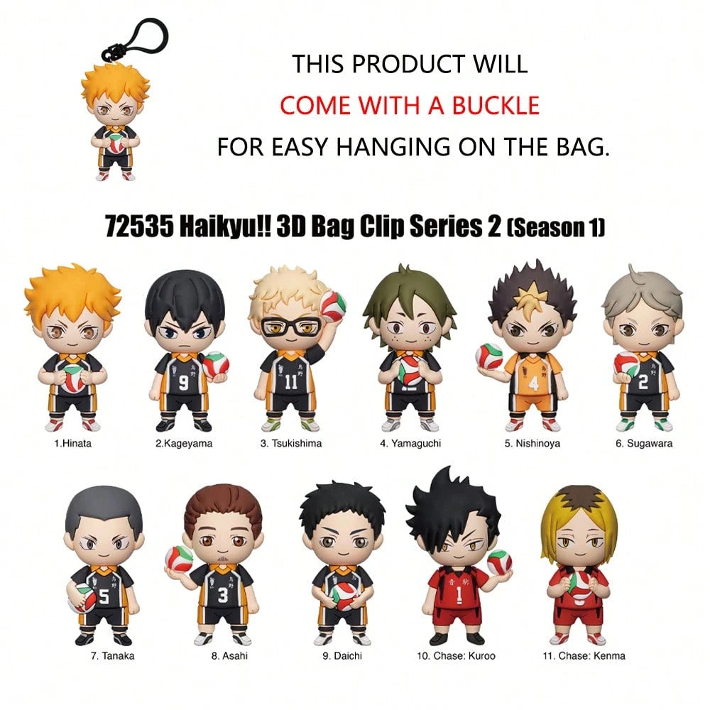 Crunchyroll Haikyuu Officially Licensed Blind Box 3D Figurine Bag Clip Charms Hinata Kageyama Tsukishima Yamaguchi Nishinoya Sugawara Backpack Decor Anime Collector Kering Gift Set OptSxxUmWQ