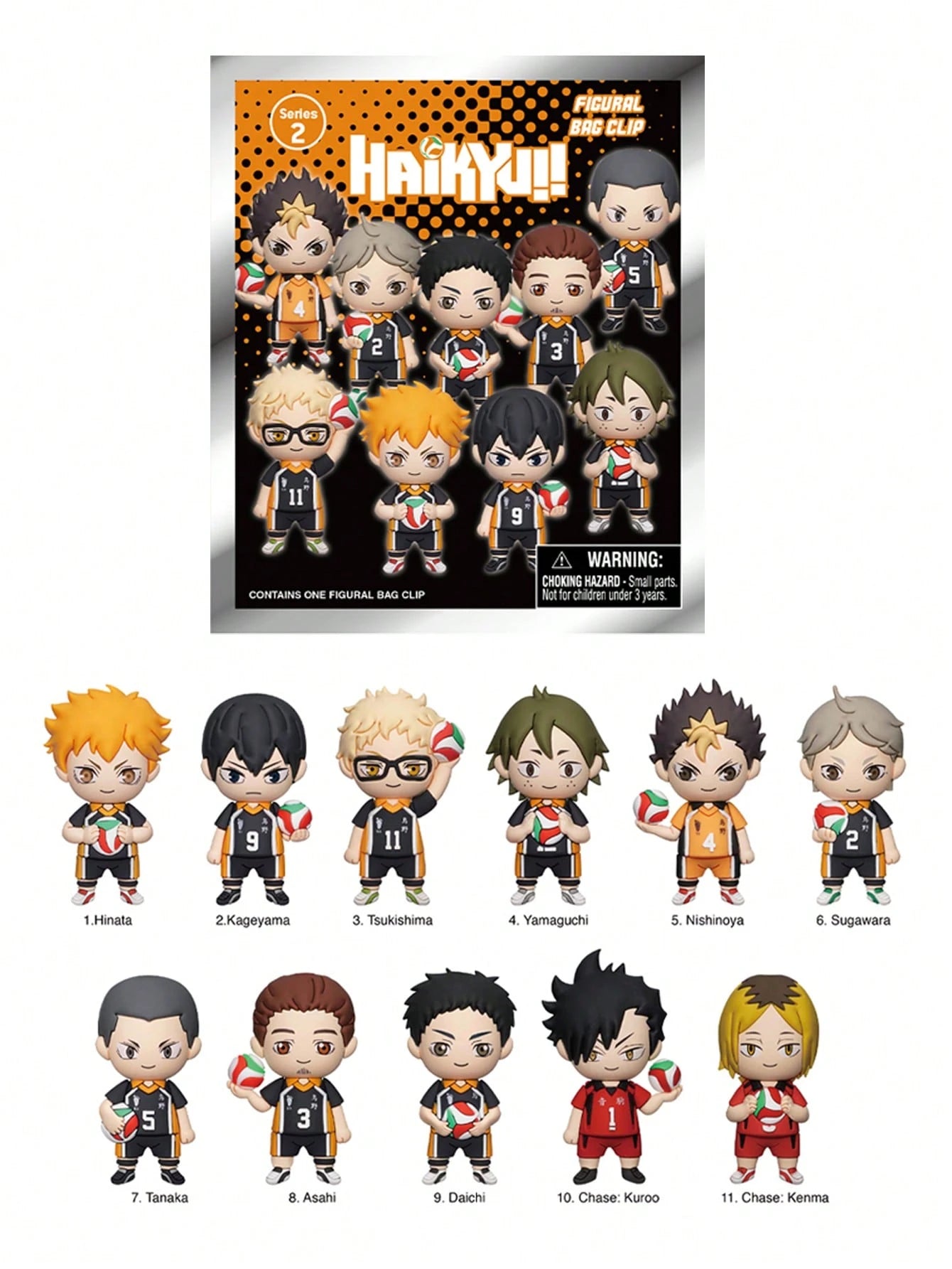 Crunchyroll Haikyuu Officially Licensed Blind Box 3D Figurine Bag Clip Charms Hinata Kageyama Tsukishima Yamaguchi Nishinoya Sugawara Backpack Decor Anime Collector Kering Gift Set OptSxxUmWQ
