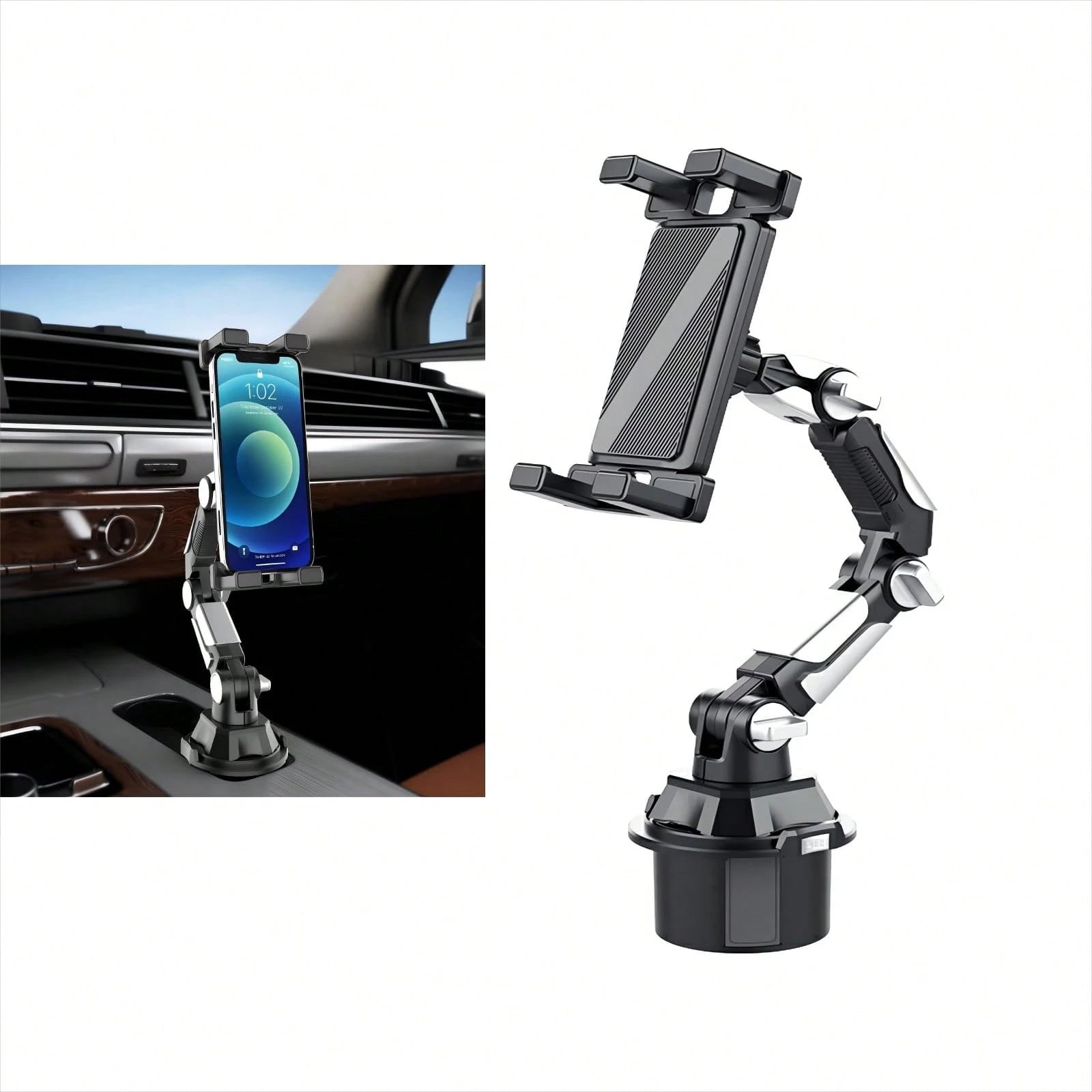 Cup Phone Tablet Mount For Car, Universal Adjustable Car Cup Phone Holder, Long Arm With 360°Rotation Cup Holder Phones Mount For Car, Compatible With Ipad And Smartphones(S258)