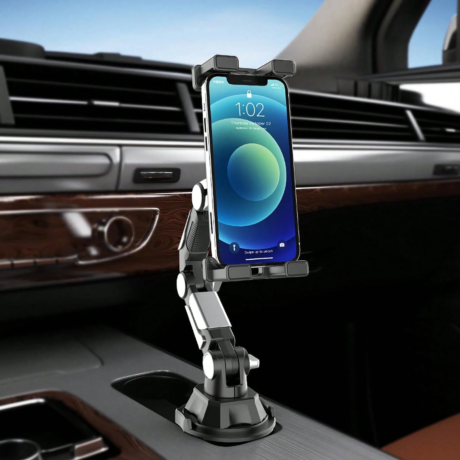 Cup Phone Tablet Mount For Car, Universal Adjustable Car Cup Phone Holder, Long Arm With 360°Rotation Cup Holder Phones Mount For Car, Compatible With Ipad And Smartphones(S258)
