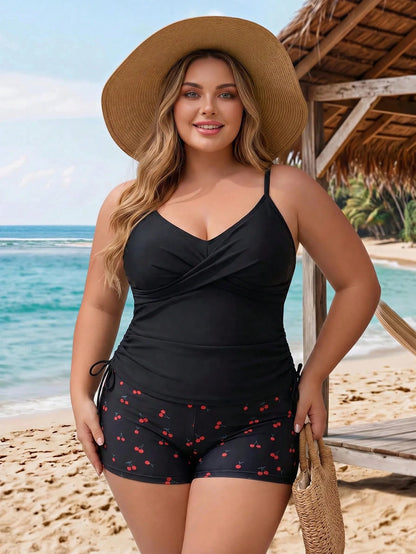 CURVE+ 2026Plus Size Floral Print Tankini Swimwear