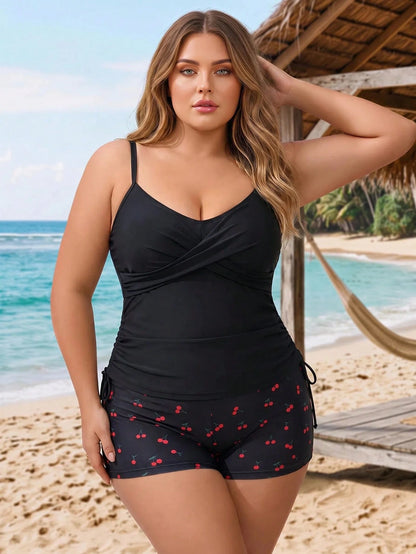 CURVE+ 2026Plus Size Floral Print Tankini Swimwear
