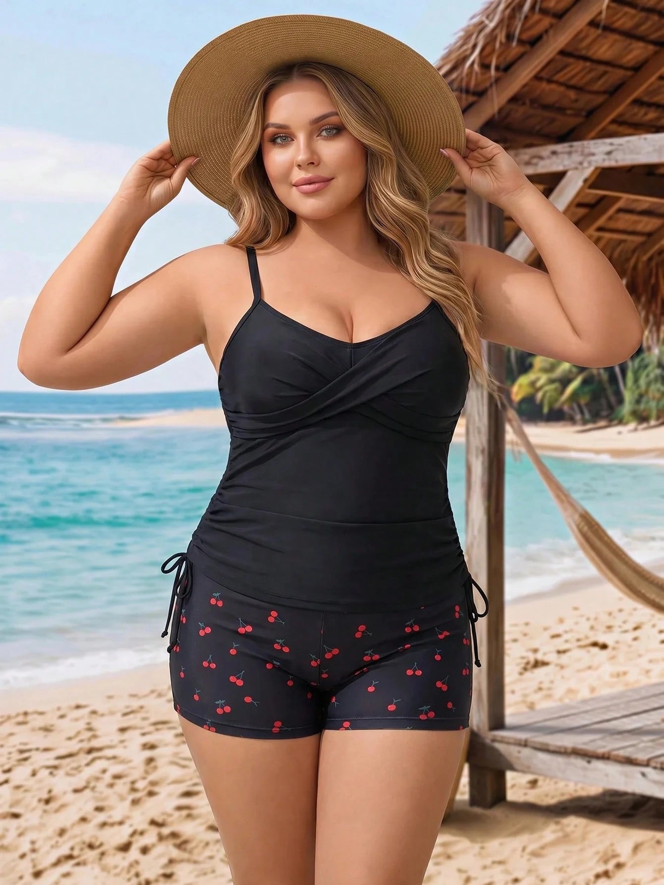 CURVE+ 2026Plus Size Floral Print Tankini Swimwear