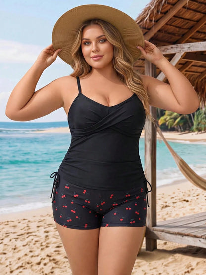 CURVE+ 2026Plus Size Floral Print Tankini Swimwear