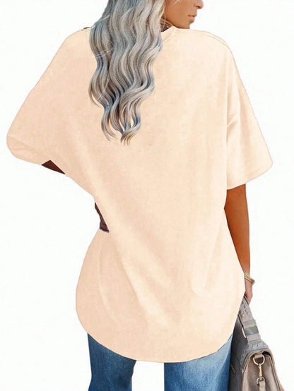 CURVE+ Apricot V Neck Short Sleeve Casual Plus Size T-Shirt Women Oversized Leopard Print Hearts Graphic Tees,White Summer Sequin Teacher Cute Heart Tops