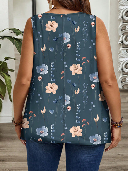 CURVE+ Plus Size Minimalist Casual Sleeveless Loose Tank Top, Suitable For Vacationsummer/Country/Beach Vacation Outfits/Beach Outfits/Beach Wear