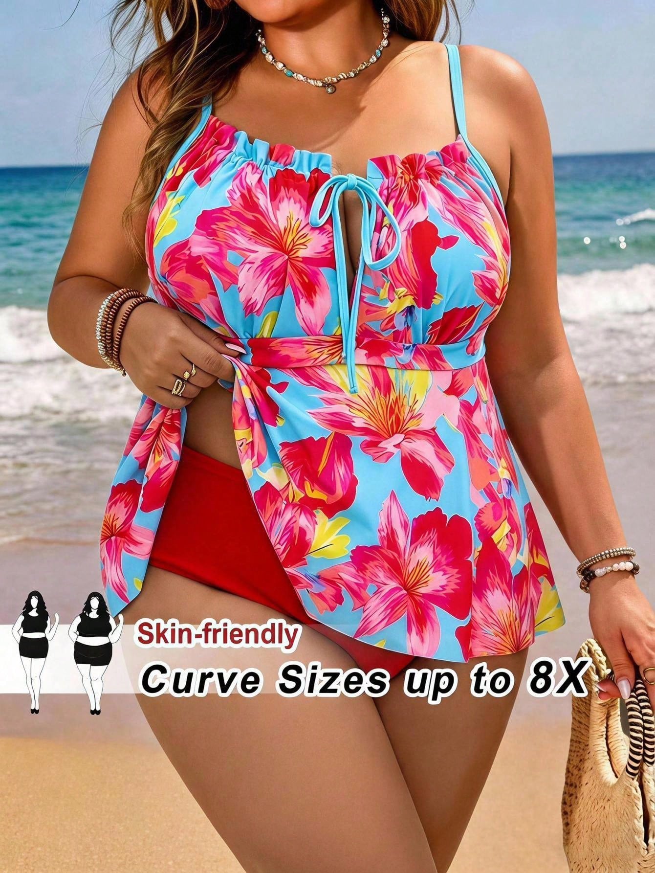 CURVE+ Women's Plus Size Two-Piece Swimsuit Set Beach Outfits Bathing Suits