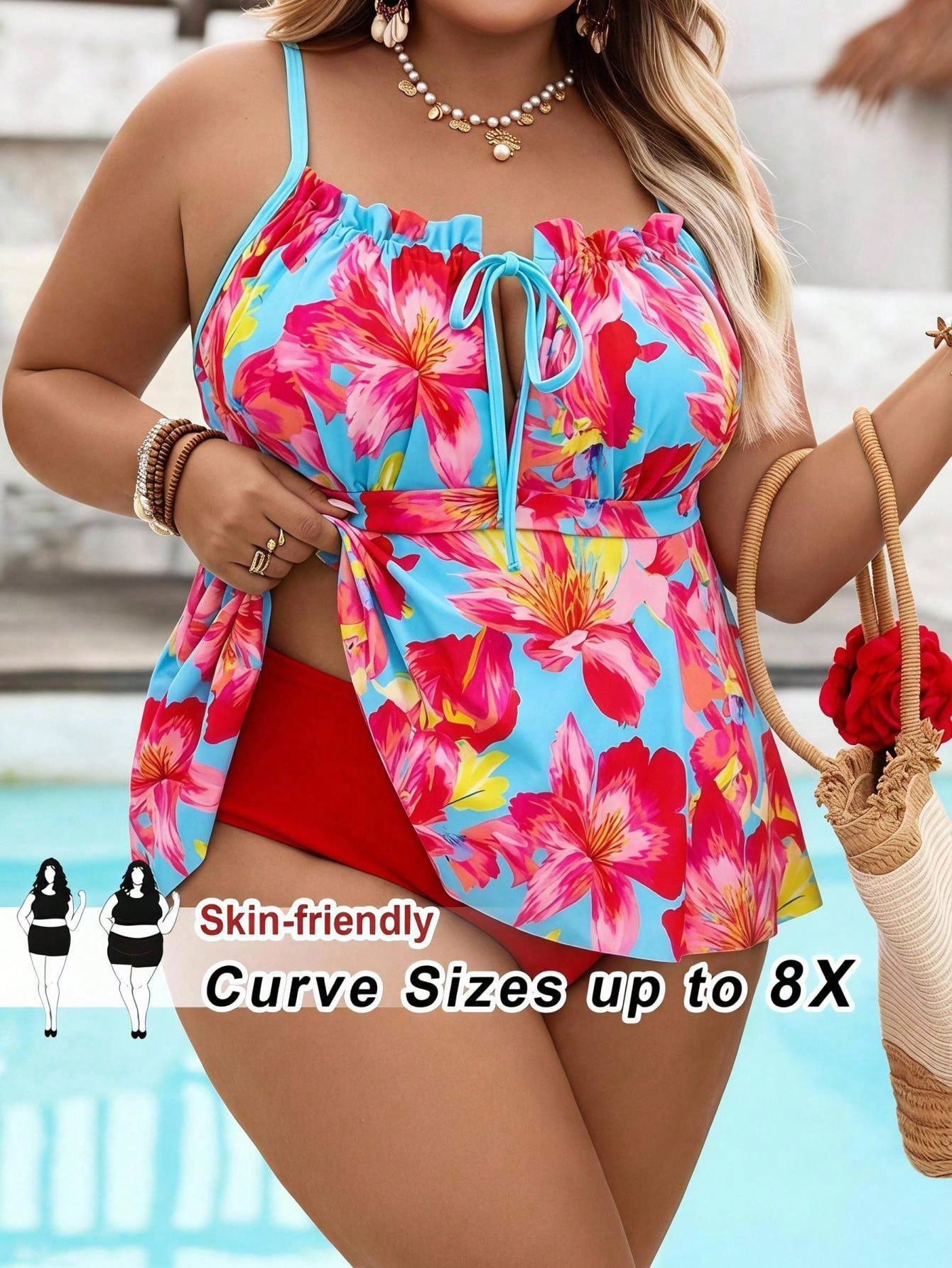 CURVE+ Women's Plus Size Two-Piece Swimsuit Set Beach Outfits Bathing Suits
