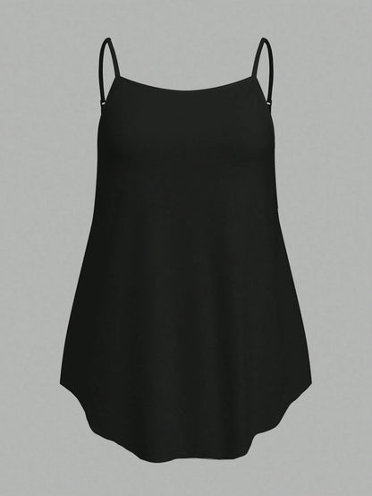 CURVE+ Women's Solid Color Casual Versatile Everyday Camisole Tank Tops 3pcs/Set Date Night Lounge Black Gray White Summer