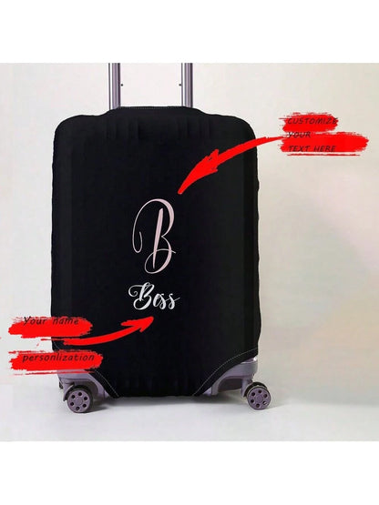 Custom 18-32" Elastic Luggage Cover, Personalized Name/ Custom Text Print, Dustproof Scratch-Resistant Travel Protector An Ideal Choice For Travel