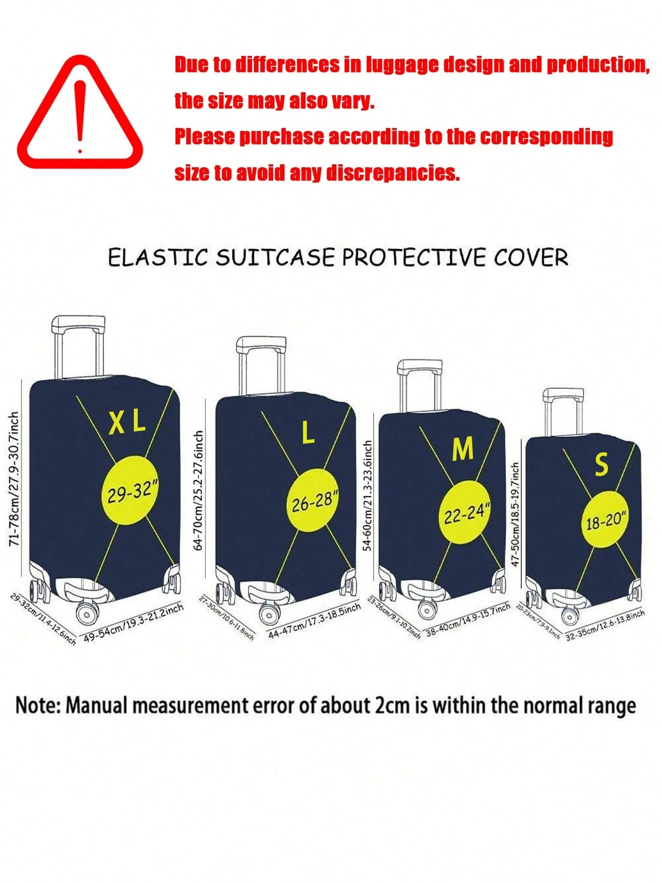 Custom 18-32" Elastic Luggage Cover, Personalized Name/ Custom Text Print, Dustproof Scratch-Resistant Travel Protector An Ideal Choice For Travel