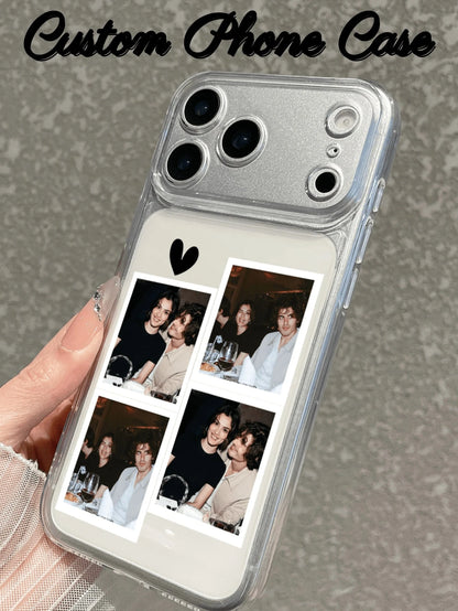 Custom Phone Case UV Printed Transparent Full Coverage Protective Cover 4-Grid Photo Style Compatible With 17/17 Pro/17 Pro Max/17 Air, All Series- Valentine's Day Gift, Style Gift, Phone Case, 17 Pr