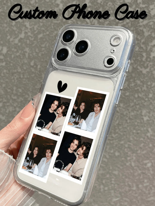Custom Phone Case UV Printed Transparent Full Coverage Protective Cover 4-Grid Photo Style Compatible With 17/17 Pro/17 Pro Max/17 Air, All Series- Valentine's Day Gift, Style Gift, Phone Case, 17 Pr