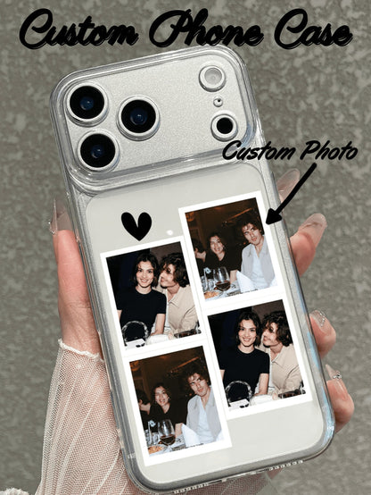 Custom Phone Case UV Printed Transparent Full Coverage Protective Cover 4-Grid Photo Style Compatible With 17/17 Pro/17 Pro Max/17 Air, All Series- Valentine's Day Gift, Style Gift, Phone Case, 17 Pr