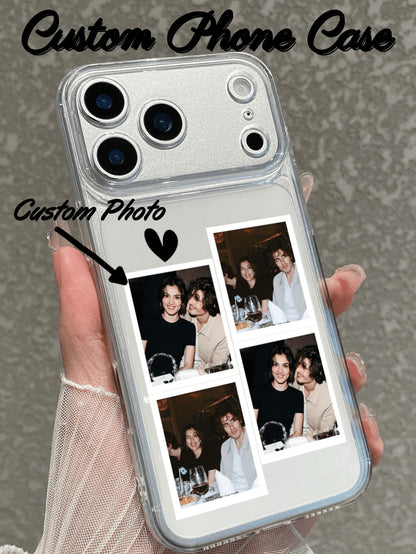 Custom Phone Case UV Printed Transparent Full Coverage Protective Cover 4-Grid Photo Style Compatible With 17/17 Pro/17 Pro Max/17 Air, All Series- Valentine's Day Gift, Style Gift, Phone Case, 17 Pr