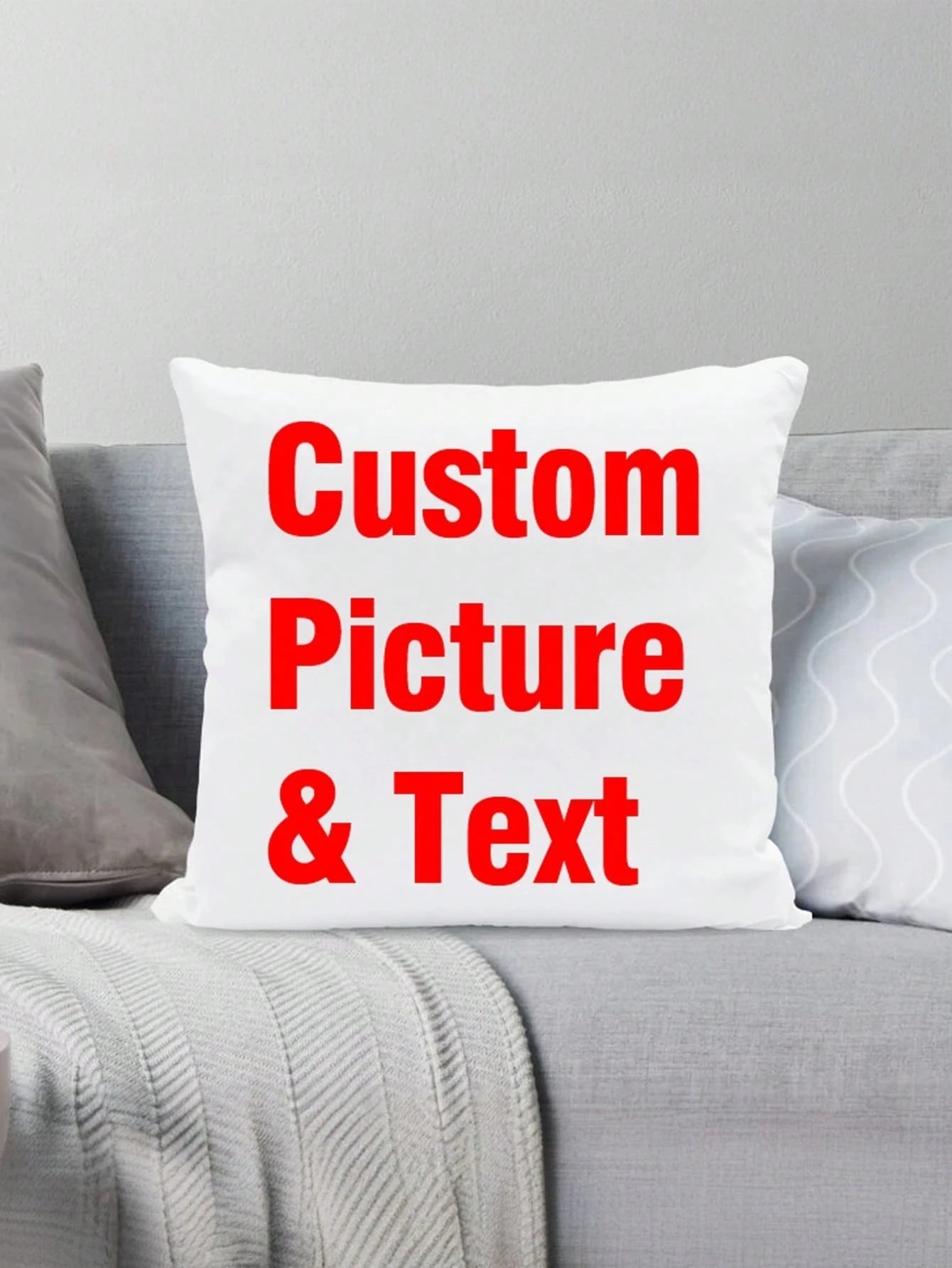 Customizable Name Text Photo DIY Throw Case, Single-Sided Print Cushion Cover For Living Room Sofa Bedroom, No Insert, Breathable Washable, Ideal Gift For Him Her, Anniversary Mother's Day Birthday Va