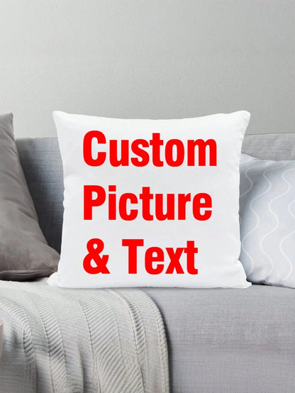 Customizable Name Text Photo DIY Throw Case, Single-Sided Print Cushion Cover For Living Room Sofa Bedroom, No Insert, Breathable Washable, Ideal Gift For Him Her, Anniversary Mother's Day Birthday Va