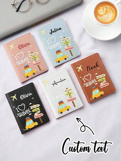 Customizable Passport Cover, Personalized Passport Holder, Passport Wallet, Daily Travel Essential Gift, Multi-Functional Large Capacity Foldable Practical Minimalist Cute Vacation Style, Available In