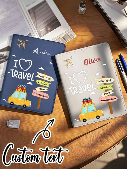 Customizable Passport Cover, Personalized Passport Holder, Passport Wallet, Daily Travel Essential Gift, Multi-Functional Large Capacity Foldable Practical Minimalist Cute Vacation Style, Available In