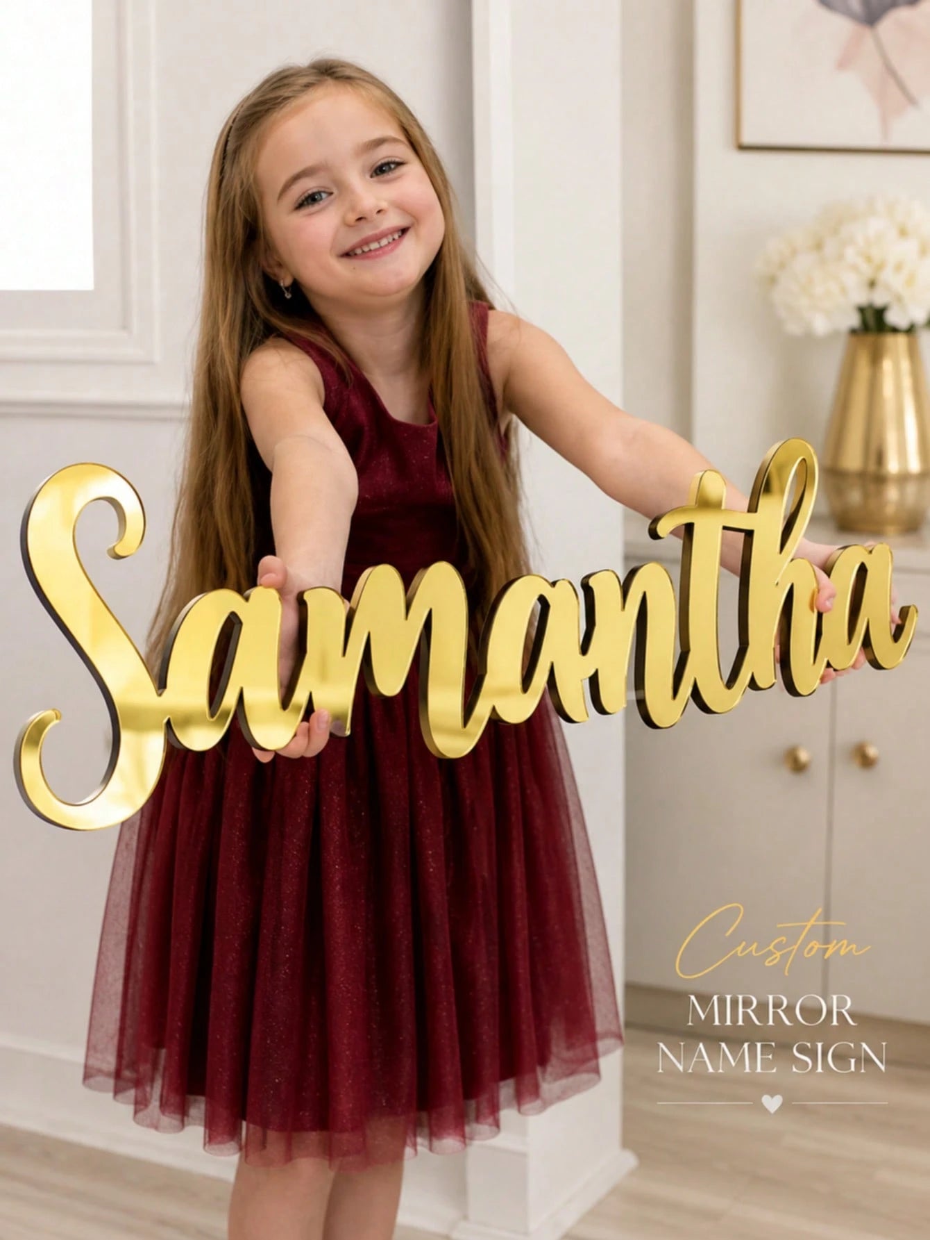 Customized Acrylic Mirror Stickers, Gold/Silver/Black Personalized Letter Wall Decals, Suitable For Bedroom, Living Room, Party Backdrop Decor, Unique Name Wall Art, Perfect Birthday Gift, Mother's Da