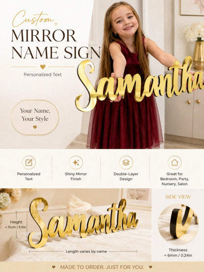 Customized Acrylic Mirror Stickers, Gold/Silver/Black Personalized Letter Wall Decals, Suitable For Bedroom, Living Room, Party Backdrop Decor, Unique Name Wall Art, Perfect Birthday Gift, Mother's Da