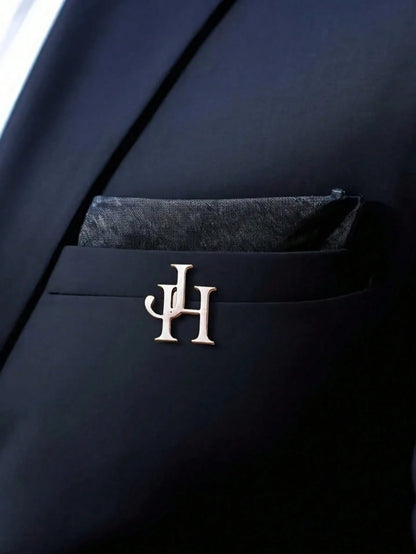 Customized Letter Brooch, Personalized Couple Letter Wedding Brooch, Stainless Steel Lapel Pin For Boy, Groomsman Brooch, Teacher's Day Gift, Fashionable Boy's Accessory, Exquisite And Unique, Father'
