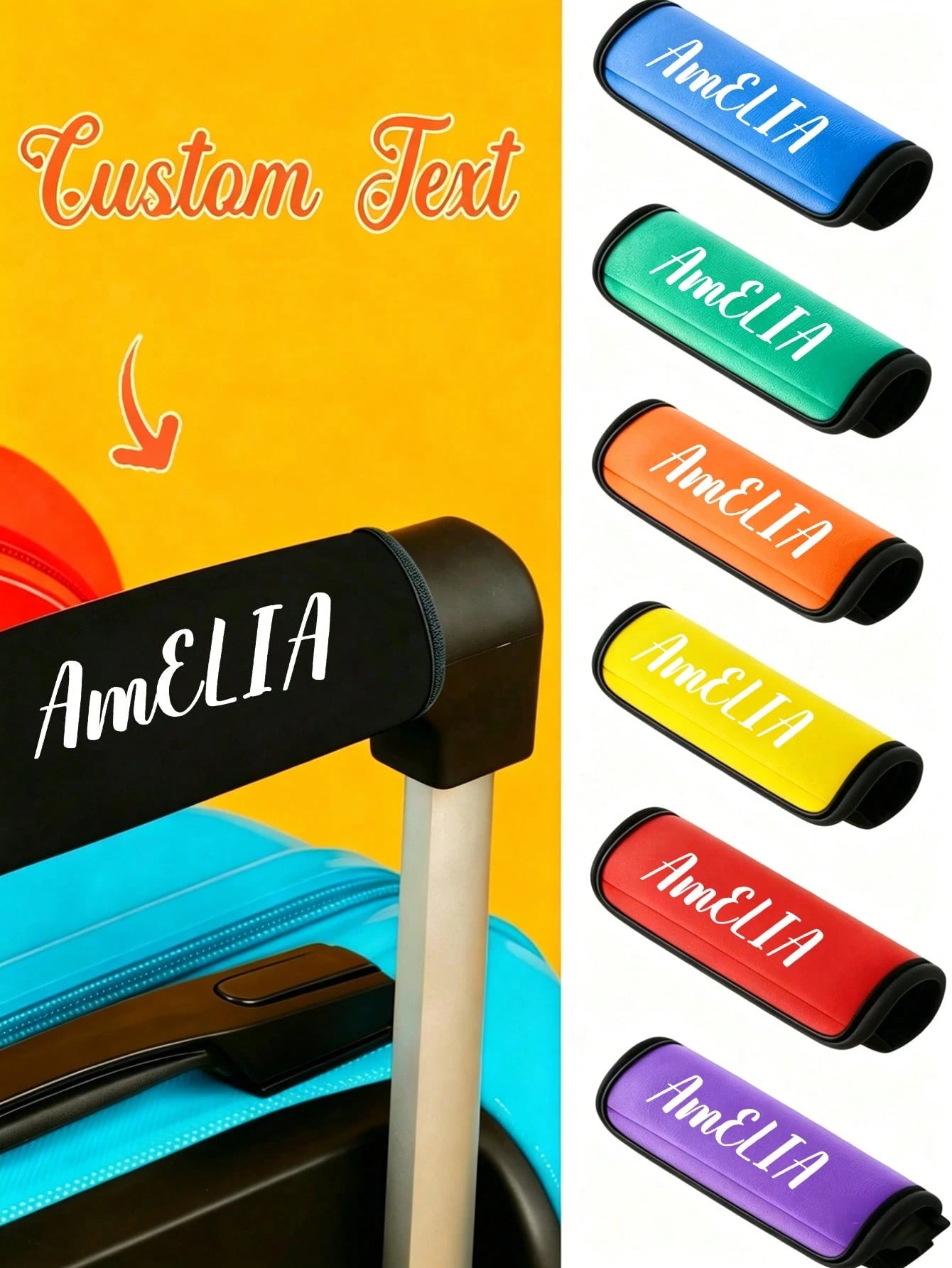 Customized Name Luggage Handle Cover, Personalized Heat Transfer Text Luggage Handle Cover, Personalized Luggage Handle Cover, Multi-Functional