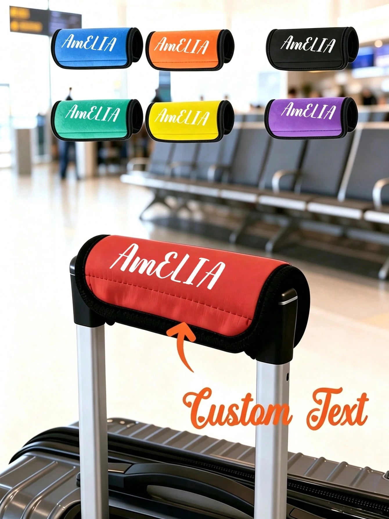 Customized Name Luggage Handle Cover, Personalized Heat Transfer Text Luggage Handle Cover, Personalized Luggage Handle Cover, Multi-Functional