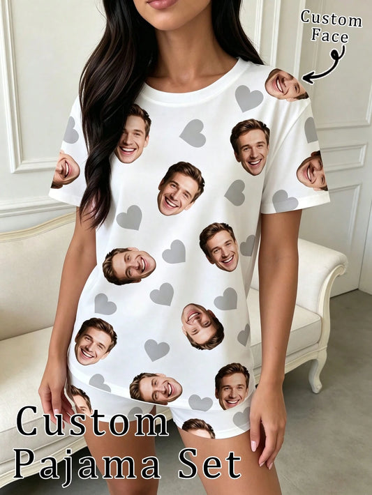 Customized Women's Pajama Set, Suitable For Women's Spring Wear, Includes Personalized Pattern Custom Design Pajamas