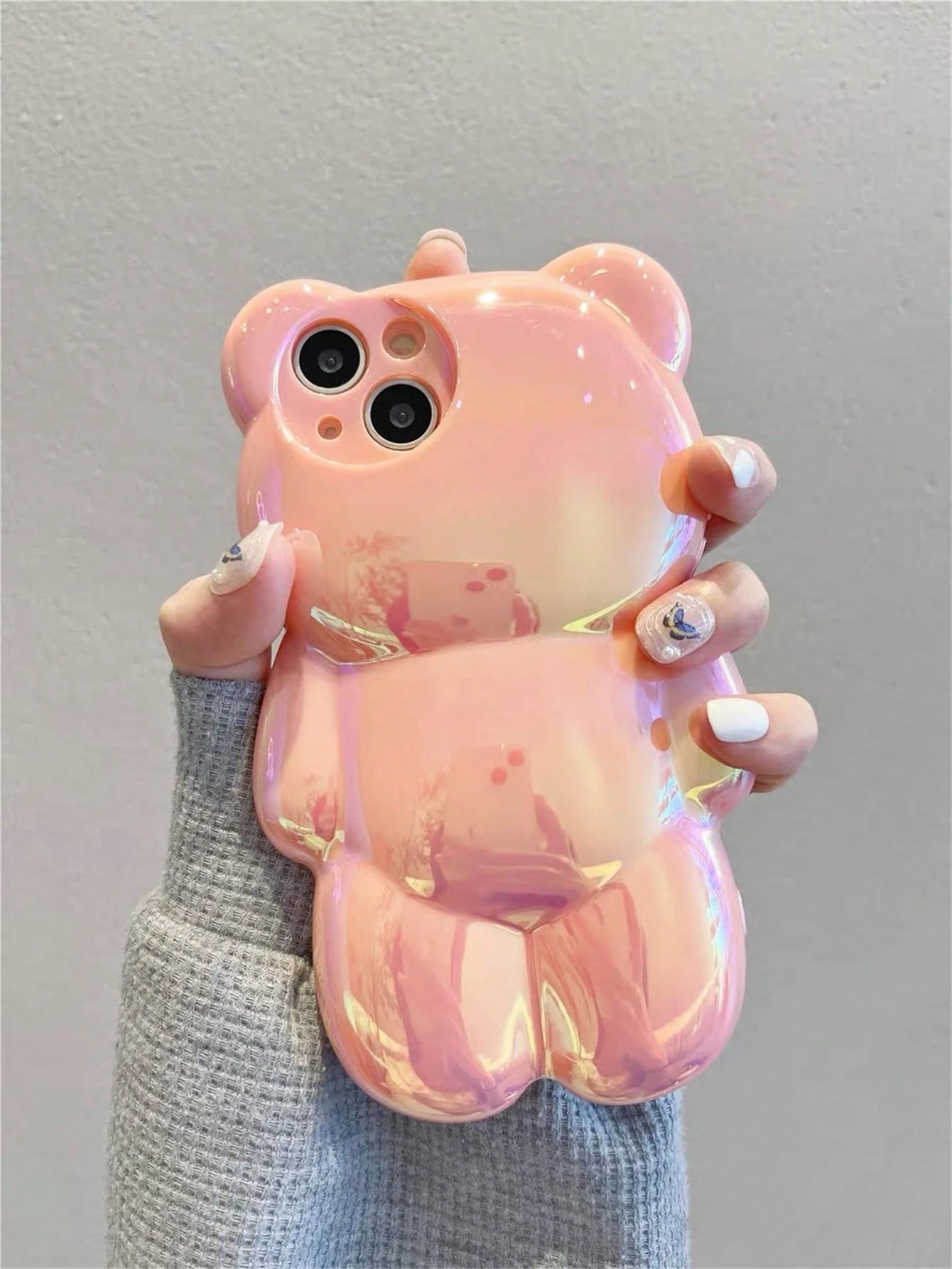 Cute Holographic 3D Bear Design Phone Case Compatible With Iphone 14 Pro Max, IPhone 13, 12Pro, 11 Waterproof Shockproof Anti-Fall Scratch Resistant