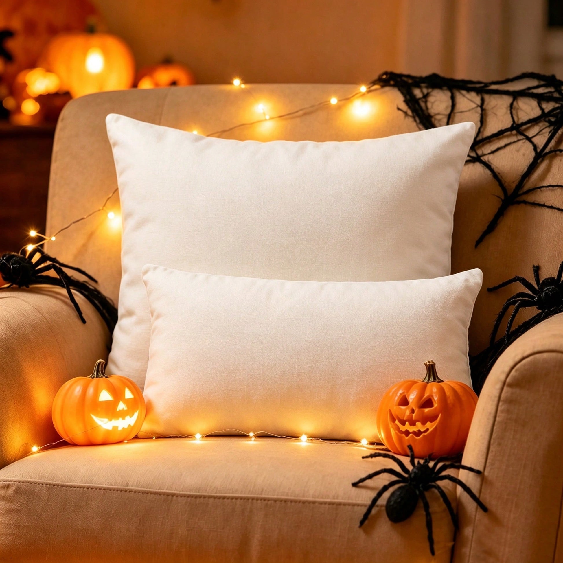 Cute Loop Fleece Ghost Halloween Pillow Cover, Soft Decorative Cushion Cover For Autumn Home Sofa Decoration