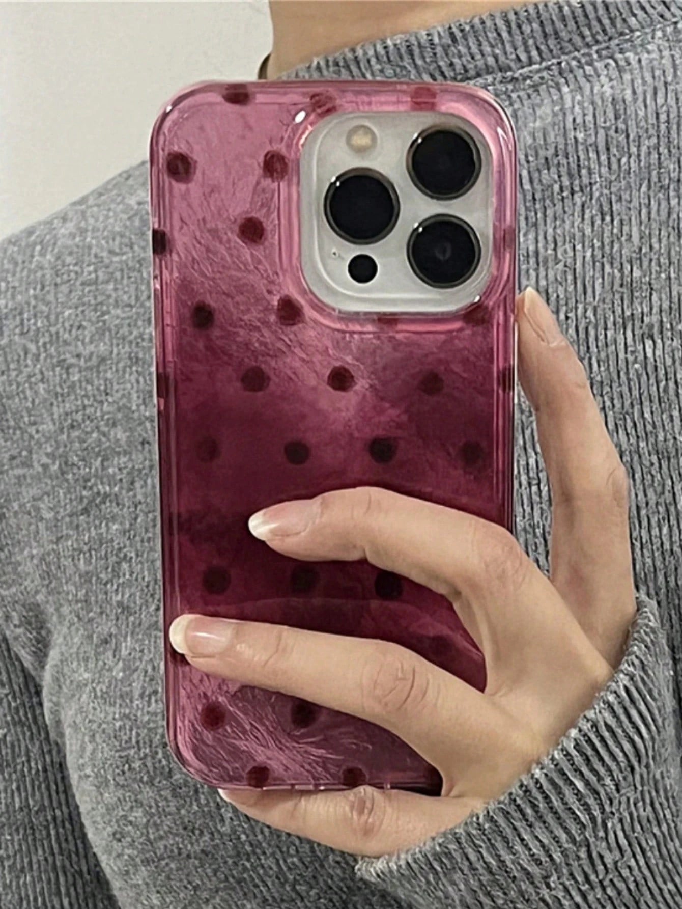Cute Luxury Pink Polka Dot Fashion Phone Case Pattern 3D Gradient Glitter Case Compatible With IPhone 17 Pro Max 17 Pro 17 Air 16 15 14 Plus 13 12 Pro Max 11 Luxury Shiny Protective Soft Shell Phone C