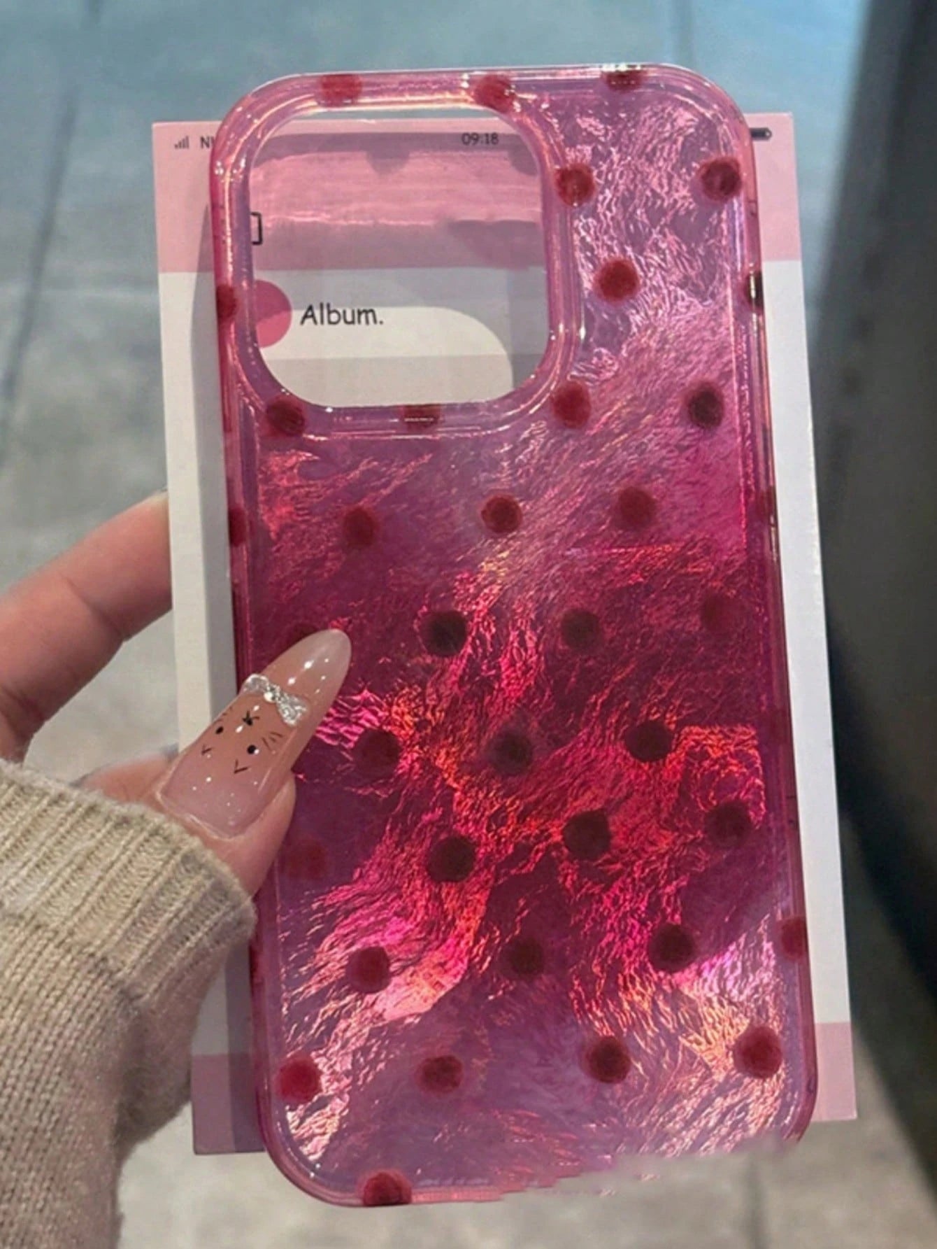 Cute Luxury Pink Polka Dot Fashion Phone Case Pattern 3D Gradient Glitter Case Compatible With IPhone 17 Pro Max 17 Pro 17 Air 16 15 14 Plus 13 12 Pro Max 11 Luxury Shiny Protective Soft Shell Phone C