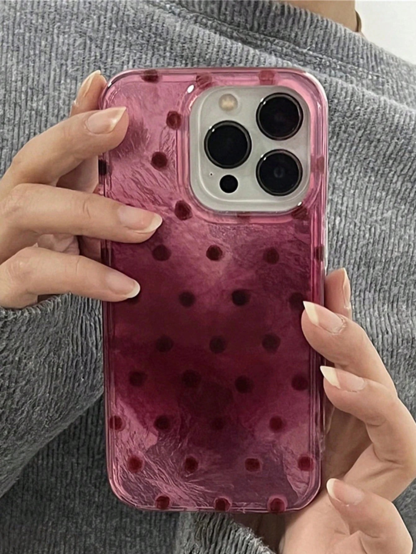 Cute Luxury Pink Polka Dot Fashion Phone Case Pattern 3D Gradient Glitter Case Compatible With IPhone 17 Pro Max 17 Pro 17 Air 16 15 14 Plus 13 12 Pro Max 11 Luxury Shiny Protective Soft Shell Phone C