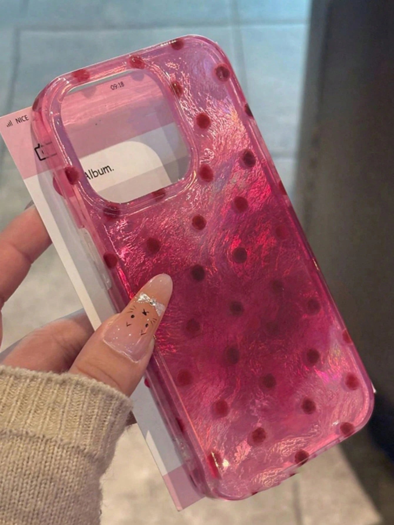 Cute Luxury Pink Polka Dot Fashion Phone Case Pattern 3D Gradient Glitter Case Compatible With IPhone 17 Pro Max 17 Pro 17 Air 16 15 14 Plus 13 12 Pro Max 11 Luxury Shiny Protective Soft Shell Phone C