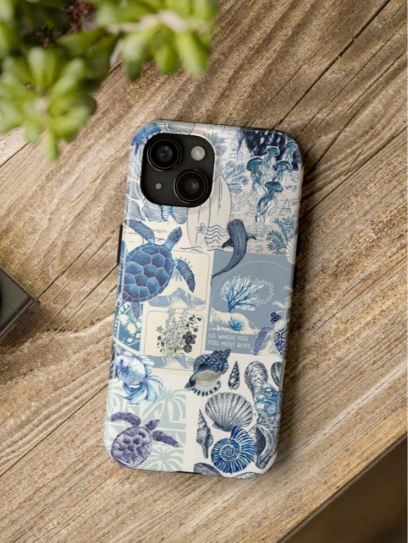 Cute Marine Life Blue Ocean Aesthetic 2-In-1 Phone Case, Suitable For Compatible With Phone17,17air,16, 15, 14, 13, 12, 11, PRO MAX, X,XS,PLUS, As Well As, Galaxy S21/22/23/24/25 Ultra/FE+, NOTE20 Ult