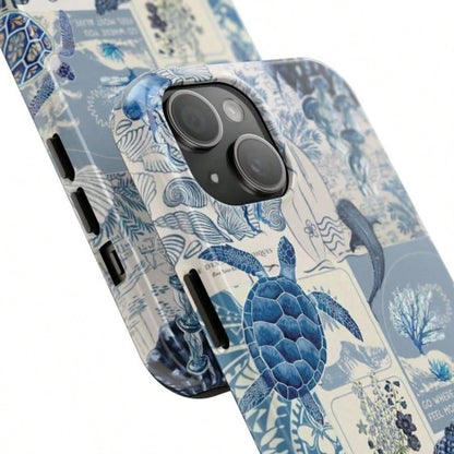 Cute Marine Life Blue Ocean Aesthetic 2-In-1 Phone Case, Suitable For Compatible With Phone17,17air,16, 15, 14, 13, 12, 11, PRO MAX, X,XS,PLUS, As Well As, Galaxy S21/22/23/24/25 Ultra/FE+, NOTE20 Ult